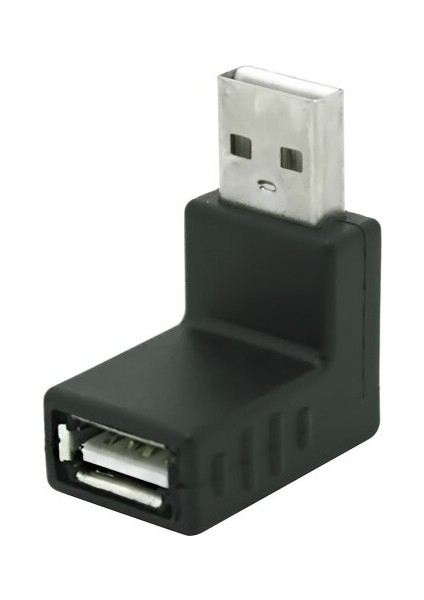 Siyah 90 Derece Yukarı Sağ Açılı L Tipi USB 2.0 A Erkek - Dişi Uzatma Konnektörü Adaptörü (Yurt Dışından)