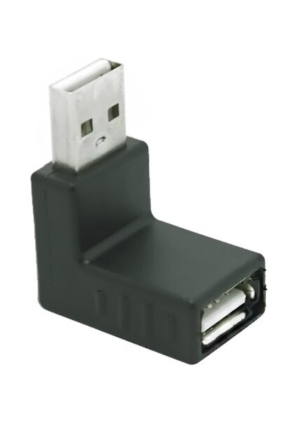 Siyah 90 Derece Yukarı Sağ Açılı L Tipi USB 2.0 A Erkek - Dişi Uzatma Konnektörü Adaptörü (Yurt Dışından)