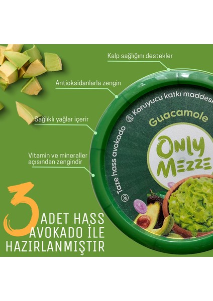 Avokado Guacamole Sosu Soğuk Sıkım 2 Kap 400gr