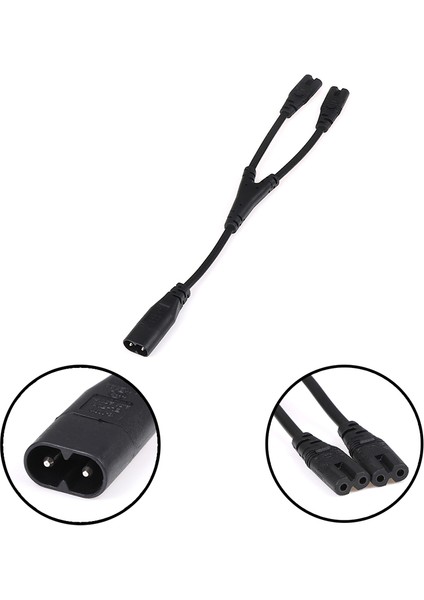 Iec 320 C8 - 2xc7 Y Bölünmüş Güç Kablosu, Iec 2 Pinli Şekil 8 Erkek - 2 Dişi (28 Cm) (Yurt Dışından) fiyatları