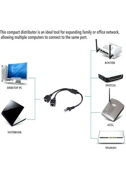 RJ45 Erkek 2 Kadın Dönüştürücü Adaptör Ethernet Lan Ağ Konektörü Uzatma Splitter Kablosu Pc Tv Internet (Yurt Dışından)