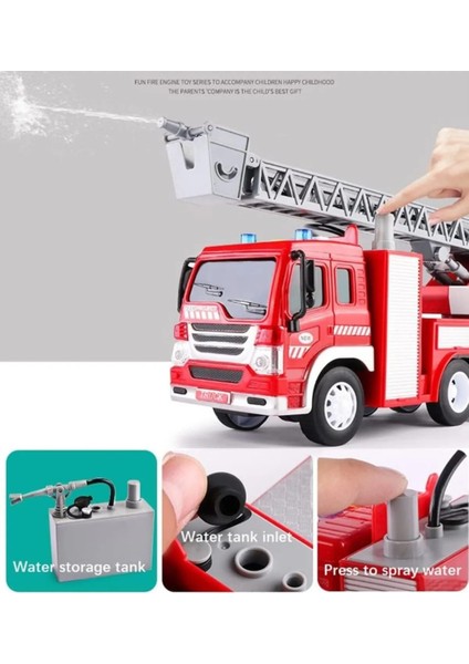 Pilli Sürtmeli Sesli Işıklı Su Püskürtmeli Su Atan Itfaiye Aracı 1:16 Ölçek 30 cm modelleri