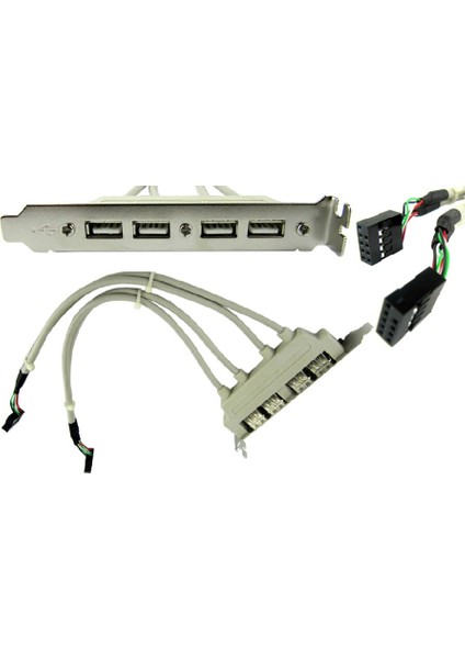 Pcı 4 Portlar USB 2.0 A Dişi Vidalı Anakart 9 Pinli Başlık Kablosu Braketli (Yurt Dışından)