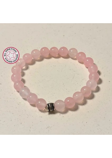 El Yapımı Pembe Kuvars Doğal Taş Kadın Bileklik 18CM - Açık Pembe fiyatları