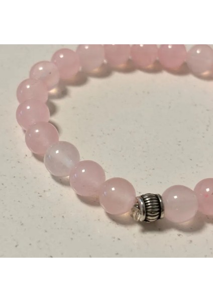 El Yapımı Pembe Kuvars Doğal Taş Kadın Bileklik 18CM - Açık Pembe modelleri
