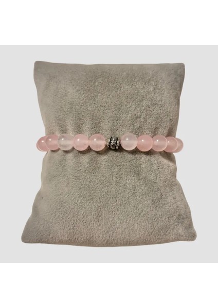 El Yapımı Pembe Kuvars Doğal Taş Kadın Bileklik 18CM - Açık Pembe fırsatları