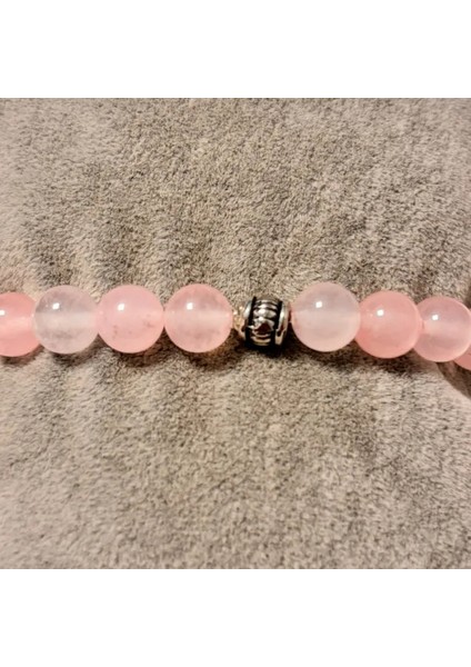 El Yapımı Pembe Kuvars Doğal Taş Kadın Bileklik 18CM - Açık Pembe indirimleri