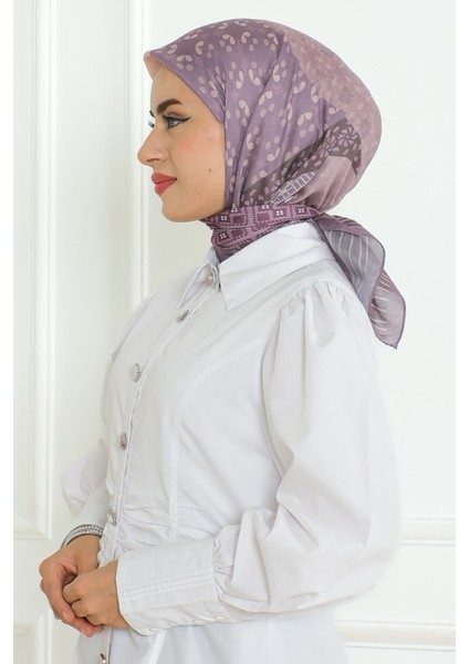 Çiçek Desenli Soft Eşarp 1023 - Lila