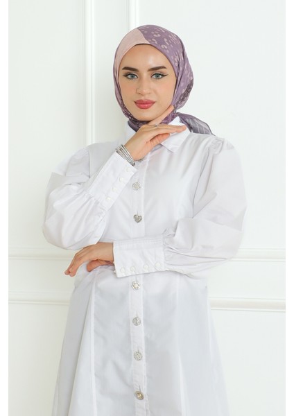 Çiçek Desenli Soft Eşarp 1023 - Lila