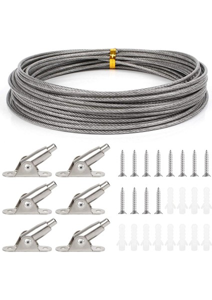 Icqurbt 10 M Paslanmaz Çelik Tel Halat Pvc Kaplı Çelik Kablo Ayarlanabilir Perde Halat Lamba Süspansiyon Resim Tel Asmak Için (Yurt Dışından)