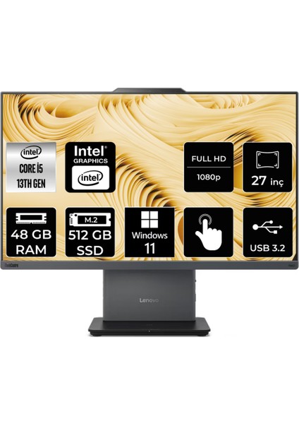 Thinkcentre Neo 50A Intel Core I5 13420H 48GB 512GB SSD 27" Fhd W11P Multi-Touch All In One Bilgisayar 12SA0014TRP407
