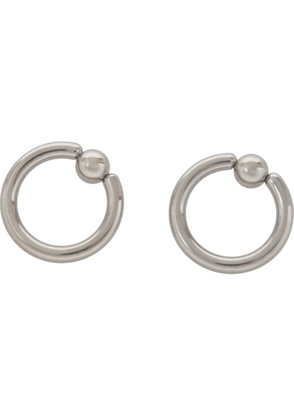 Çift Paslanmaz Çelik Esir Boncuk Küpeler Çember Bcr Çıtçıt Delici Takı Çelik Rengi, 8g(3.2mm) x 16MM (Yurt Dışından)