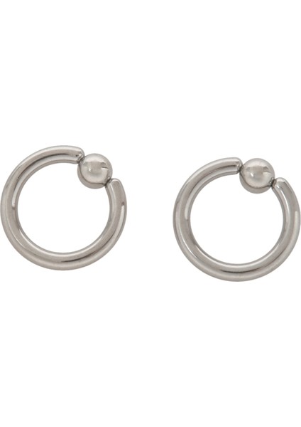 Çift Paslanmaz Çelik Esir Boncuk Küpeler Çember Bcr Çıtçıt Delici Takı Çelik Rengi, 8g(3.2mm) x 16MM (Yurt Dışından) fiyatları