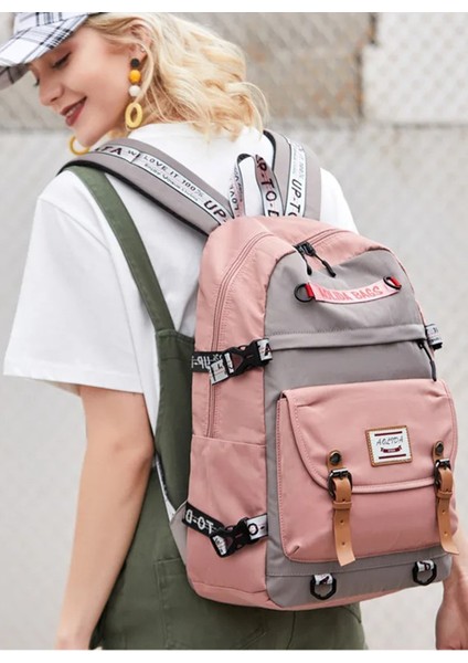 Laptop Bölmeli, USB Şarj Kablolu, Su Geçirmez Lise ve Günlük Kaliteli Sırt Çantası Haki SRT621 fiyatları