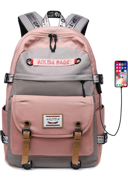 Laptop Bölmeli, USB Şarj Kablolu, Su Geçirmez Lise ve Günlük Kaliteli Sırt Çantası Haki SRT621 modelleri