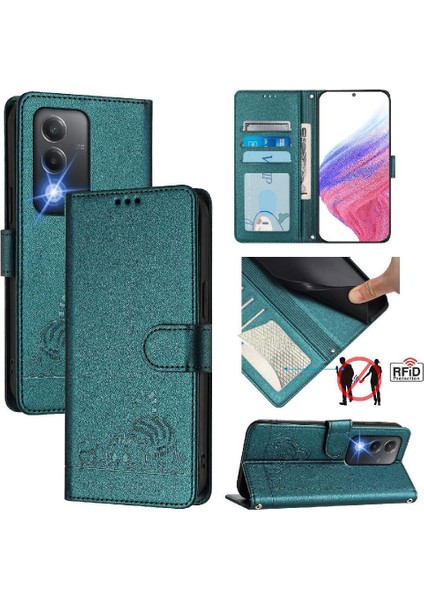 Oppo A3 Pro 5g Için Kılıf Cüzdan Kapak Çevirin Kart Yuvası Tutucu Kickstand Kedi (Yurt Dışından)