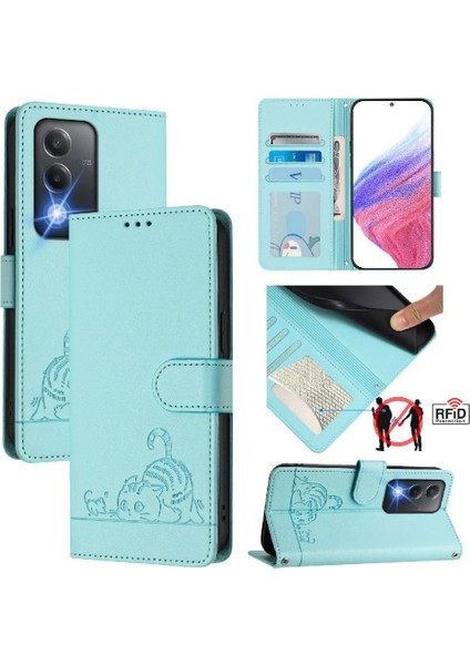 Oppo A80 5g Kedi Için Kılıf Rfıd Cüzdan Kapak Çevirin Kart Yuvası Tutucu Kickstand (Yurt Dışından) fiyatları