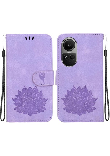 Oppo Oppo 10 5g Kabartma Lotus Çiçek Kickstand Manyetik Için Flip Case (Yurt Dışından)