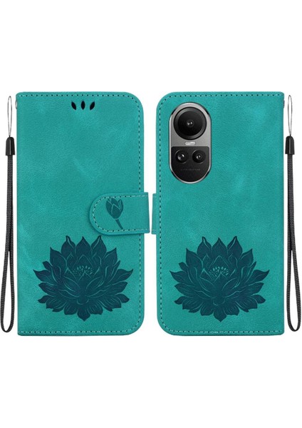 Oppo Oppo 10 Pro 5g Için Flip Case Kickstand Cüzdan Kabartma Lotus Çiçek (Yurt Dışından)