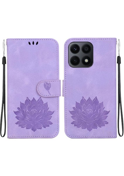 Onur X8A Cüzdan Manyetik Kickstand Kabartma Lotus Çiçek Için Flip Case (Yurt Dışından)