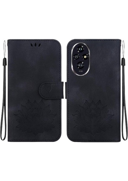 Bdt Shop Onur Için Flip Case 200 5g Cüzdan Kickstand Kabartma Lotus Çiçek (Yurt Dışından)