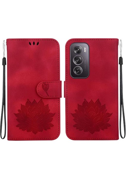 Oppo Oppo 12 Pro 5g Kickstand Kabartma Lotus Için Flip Case (Yurt Dışından)