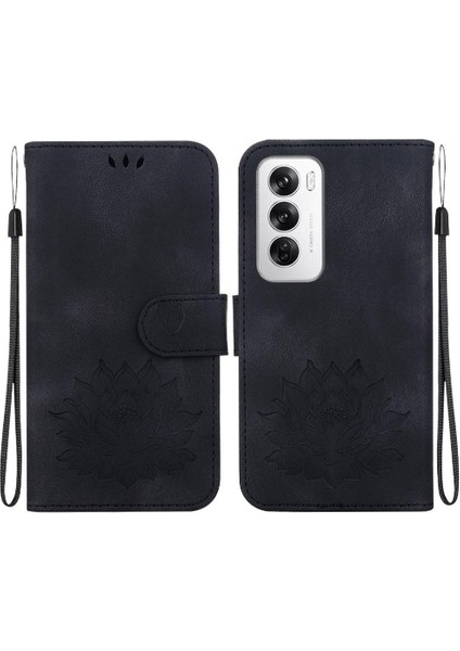 Oppo Oppo 12 5g Kickstand Manyetik Kabartma Lotus Çiçek Için Flip Case (Yurt Dışından)