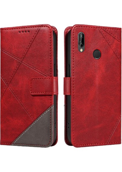 Elmas Dikiş ve Kart Yuvası Deri ile Huawei P20 Lite Için Flip Case (Yurt Dışından)