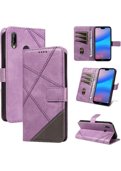 Elmas Dikiş ve Kart Yuvası Deri ile Huawei P20 Lite Için Flip Case (Yurt Dışından)