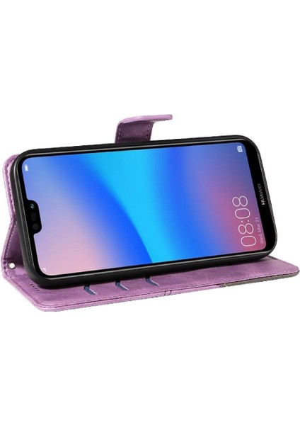 Elmas Dikiş ve Kart Yuvası Deri ile Huawei P20 Lite Için Flip Case (Yurt Dışından)