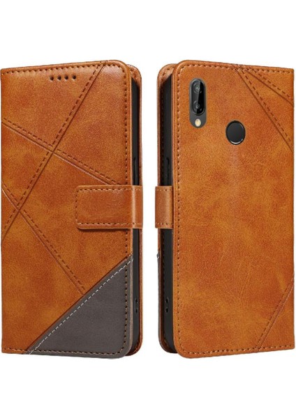 Elmas Dikiş ve Kart Yuvası Deri ile Huawei P20 Lite Için Flip Case (Yurt Dışından)