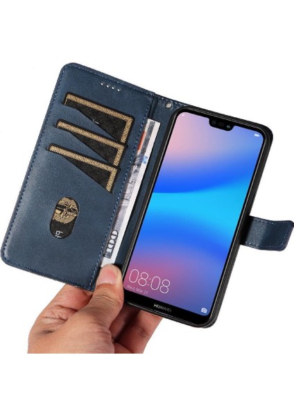 Elmas Dikiş ve Kart Yuvası Deri ile Huawei P20 Lite Için Flip Case (Yurt Dışından) fiyatları