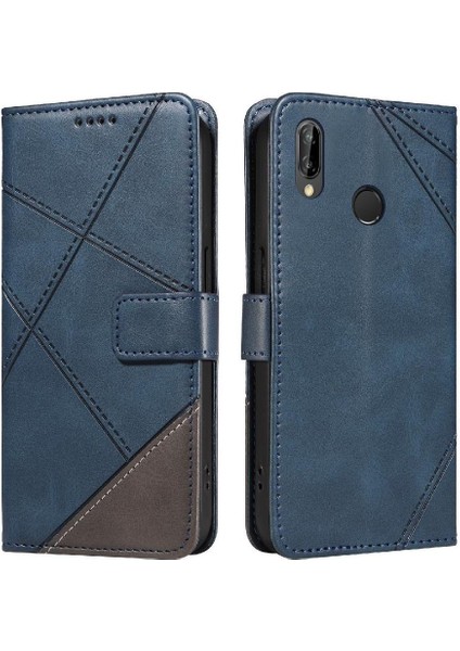Elmas Dikiş ve Kart Yuvası Deri ile Huawei P20 Lite Için Flip Case (Yurt Dışından) modelleri