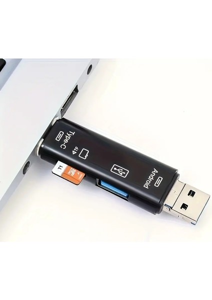 5 In 1 Çok Fonksiyonlu USB 2.0 Micro Sd Kart Okuyucu - Usb/micro Usb/type-C Çıkışlı, Otg Çevirici