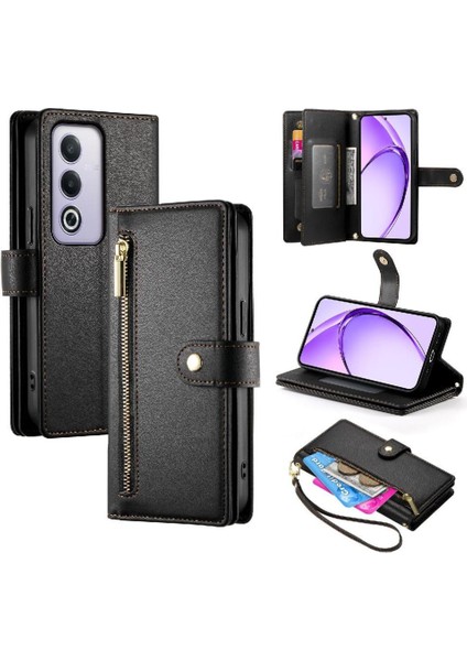 Oppo A3 Pro 5g Bilek Kayışı Cüzdan Bölmesi Kickstand Kart Için Flip Case (Yurt Dışından)