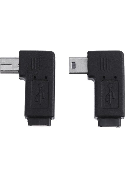 2 Adet Mikro USB Dişi Mini USB Erkek Adaptör Mini USB Dişi Mikro USB Erkek Konnektör Sol/sağ Köşe 90 Derece L Şekilli (Yurt Dışından)