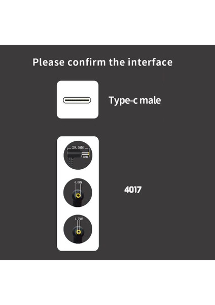 1.5m Taşınabilir 65W Tip-C Erkek Dc 4.0x1.7 4.0*1.7mm Erkek Pd Şarj Konnektörü Adaptör Kablosu Dell Huawei Dizüstü Bilgisayarlar Için Dizüstü Bilgisayar (Yurt Dışından) modelleri