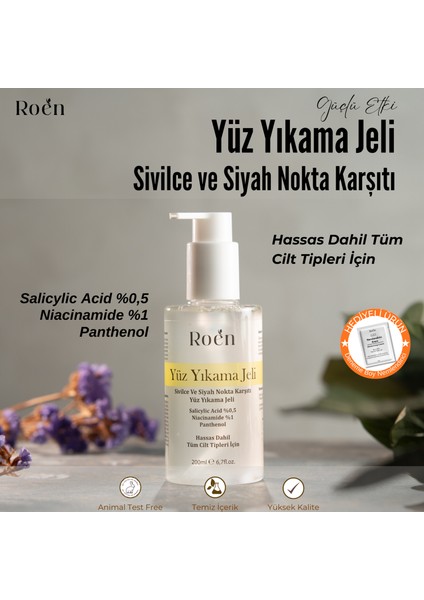 Yüz Yıkama Jeli Sivilce, Siyah Nokta Karşıtı Yüz Yıkama Jeli Salicylic Acid %0,5 Panthenol %1 200ML