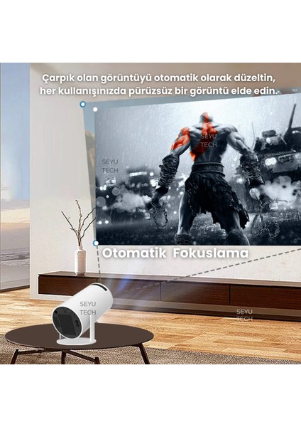 Taşınabilir 130" Inç Yansıtma Sinema Projeksiyon Cihazı Ev Sineması Dahili Android 11.0, Bluetooth