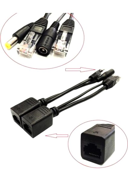 Ethernet Üzerinden Güç Pasif Poe Adaptör Enjektör + Ayırıcı Kit Poe Kablosu Siyah (Yurt Dışından)