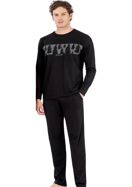 6068 Erkek Uzun Kollu Bisiklet Yaka Pijama Takımı