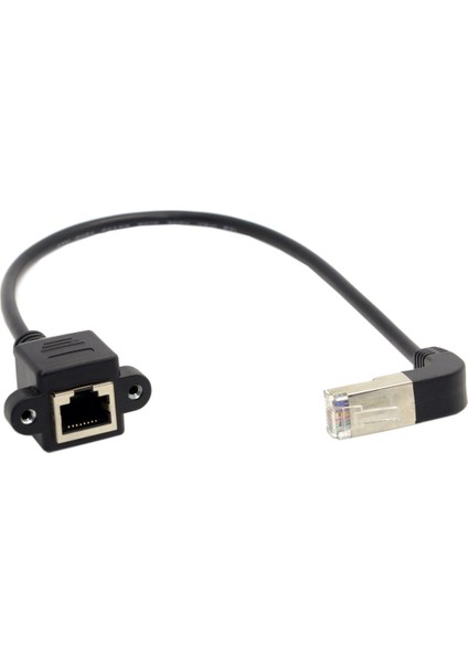 Cy 0.3m Yukarı Açılı 90 Derece Stp Utp Cat 5e Erkek - Dişi Panel Montajlı Ethernet Ağ Uzatma Kablosu (Yurt Dışından)