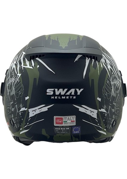 766 Matt Warrıor Black Army Grey Kask