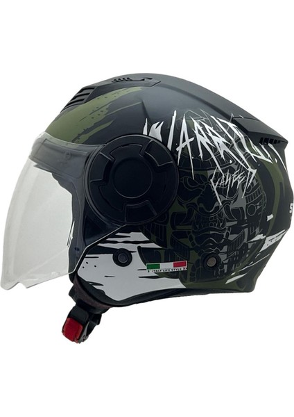 766 Matt Warrıor Black Army Grey Kask