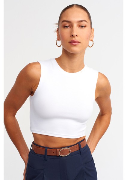 Kadın Pamuklu Crop Top T-Shirt - 30125