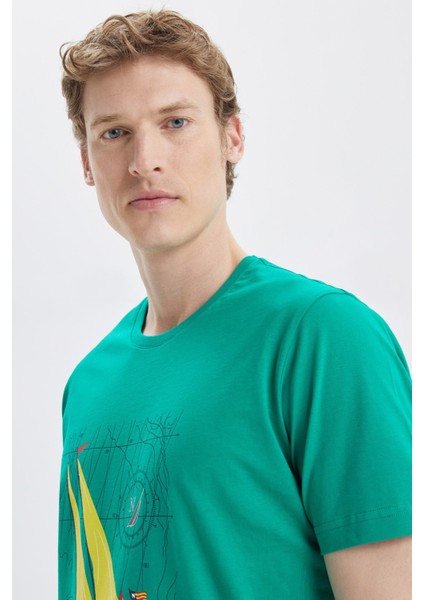 Baskılı % 100 Pamuk Standart Fit Bisiklet Yaka T Shirt Erkek T Shirt V35519T 3px modelleri