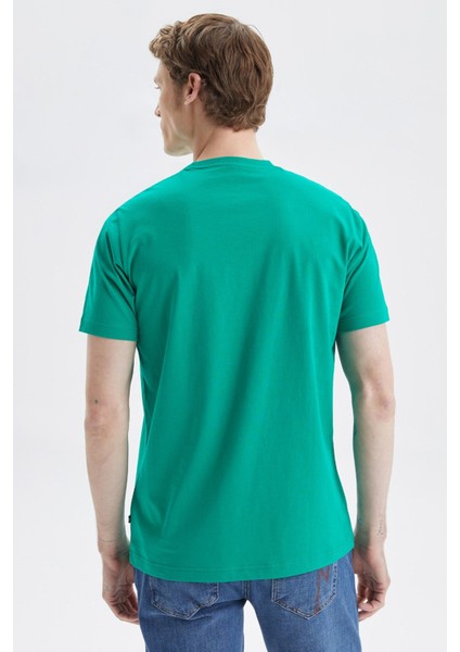 Baskılı % 100 Pamuk Standart Fit Bisiklet Yaka T Shirt Erkek T Shirt V35519T 3px fırsatları