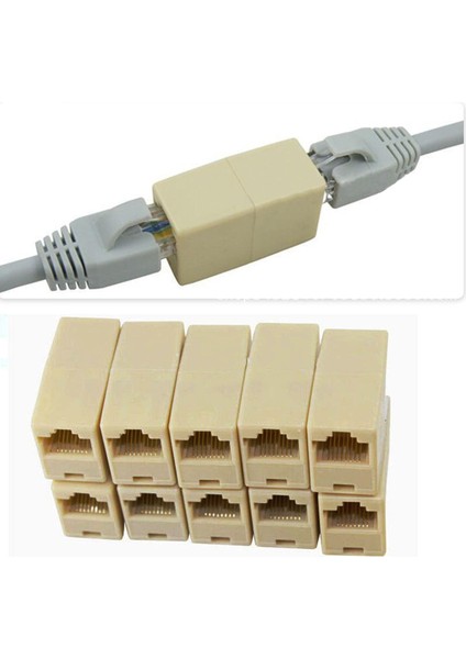 Yüksek Kalite 10 Adet RJ45 Cat5 Çoğaltıcı Fiş Ağ Lan Kablosu Genişletici Konnektör Adaptörü Yeni Anma 4.9 (Yurt Dışından)