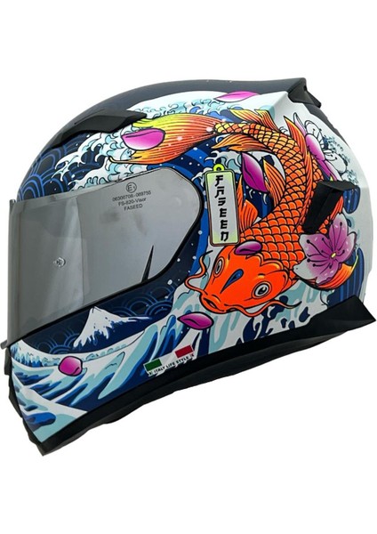 820 Tam Kapalı Kask Dakar 5 Beyaz Turuncu