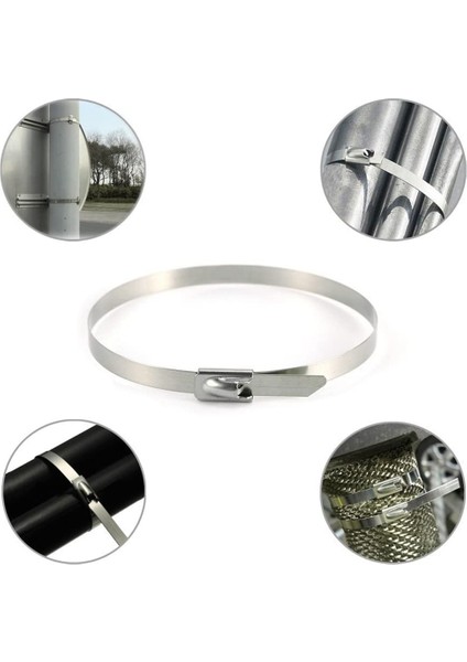 Paslanmaz Çelik Kablo Bağları, 100 Adet 7.9 Inç Ağır Hizmet Tipi Kendinden Kilitli Kablo Zip Bağları, Metal Egzoz Sargı Kilitleme Bağları (Yurt Dışından) fırsatları